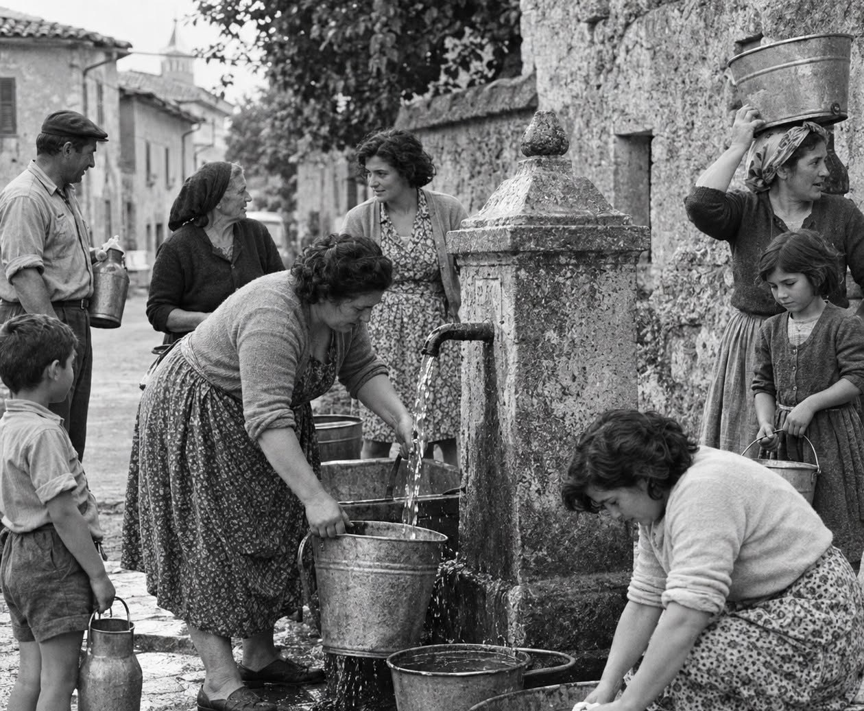 DONNE-ALLA-FONTANA MILAZZO, CHI SI RICORDA DELLE FONTANE PUBBLICHE?